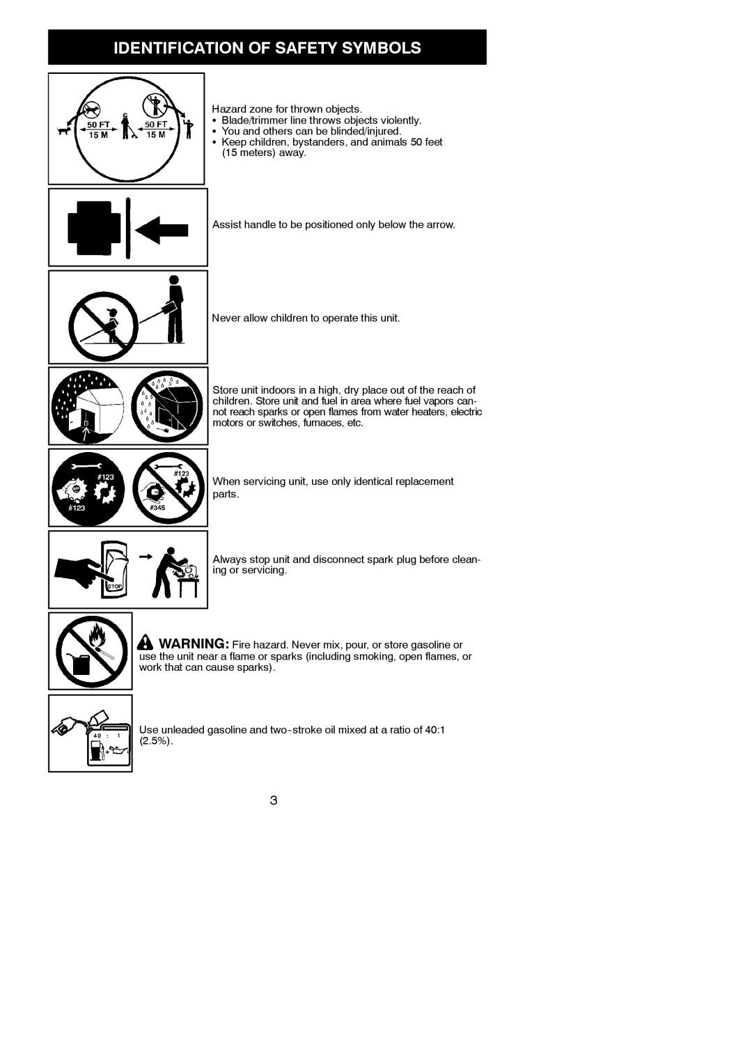 Poulan 115249326, 952711951 instruction manual Hazard zone for thrown objects 