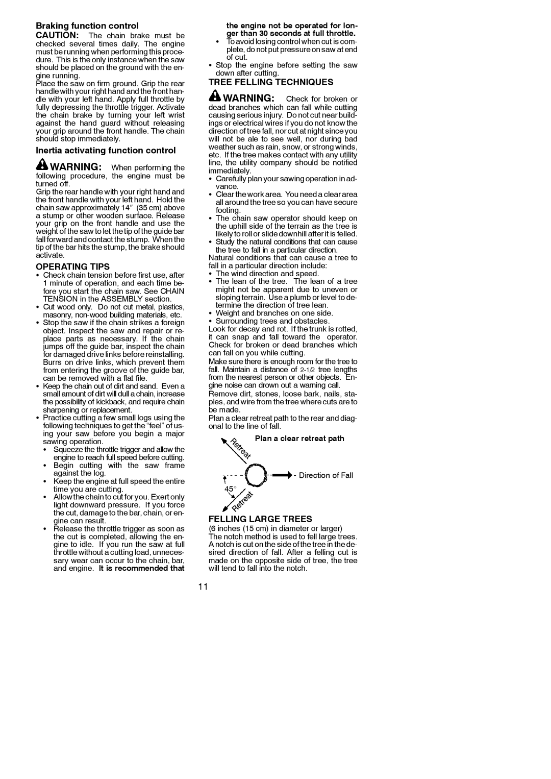 Poulan 952802124, 952802031 Braking function control Caution The chain brake must be, Inertia activating function control 