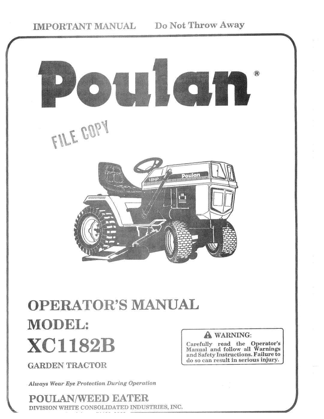 Poulan XC1182B, 954005131 manual 