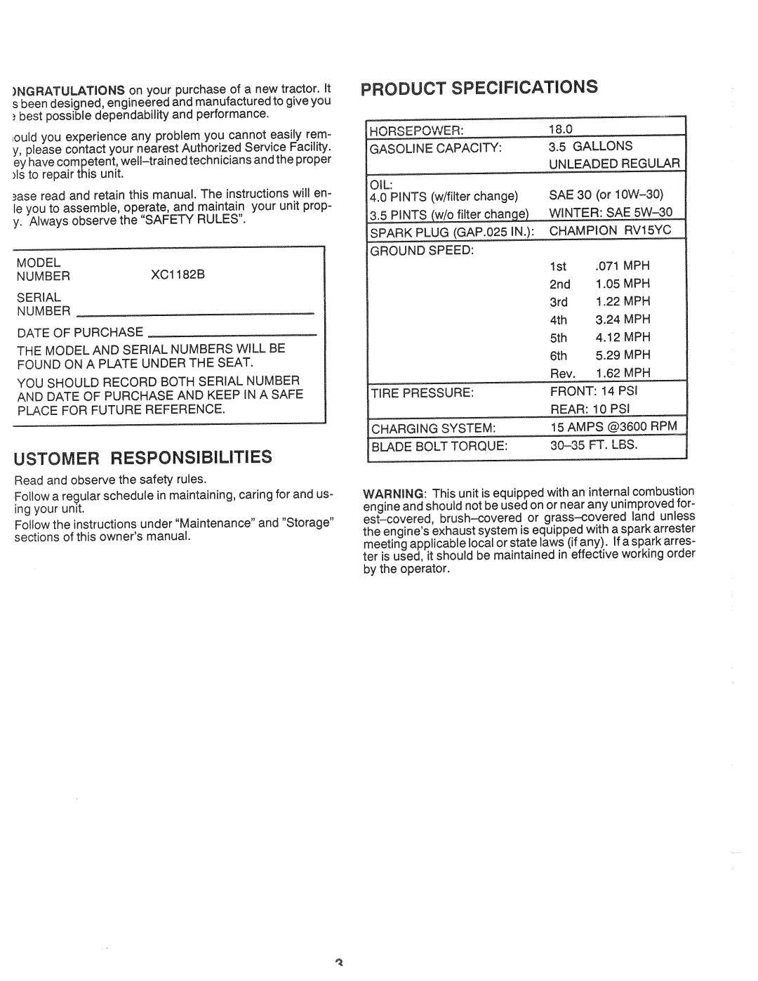 Poulan XC1182B, 954005131 manual 