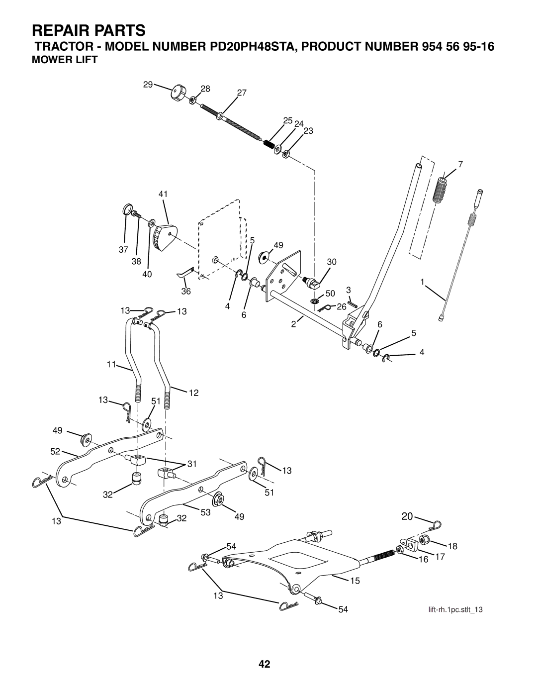 Poulan 954569516, 185498 owner manual Mower Lift 