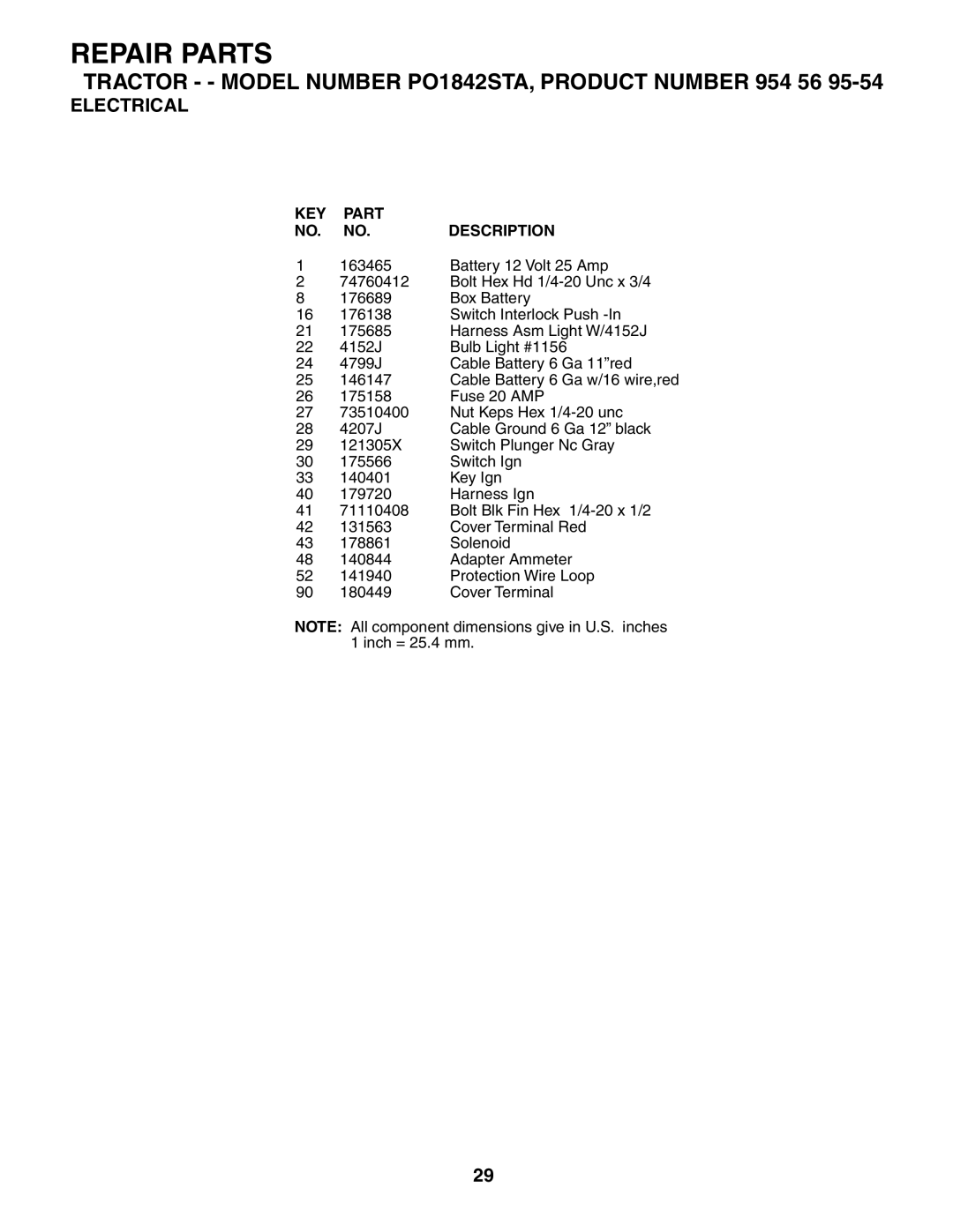 Poulan 184518, 954569554 manual KEY Part Description 