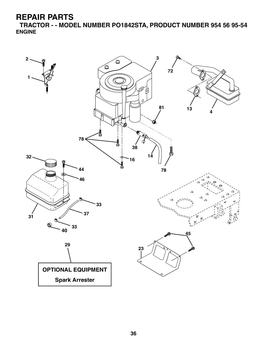 Poulan 954569554, 184518 manual Engine 