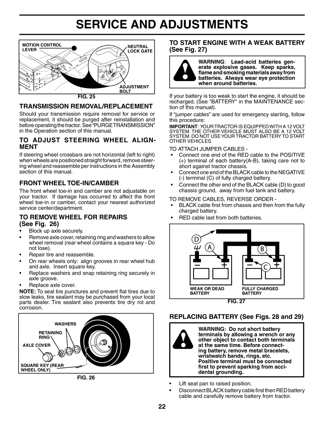 Poulan 954569561, 184523 Transmission REMOVAL/REPLACEMENT, To Adjust Steering Wheel ALIGN- Ment, Front Wheel TOE-IN/CAMBER 