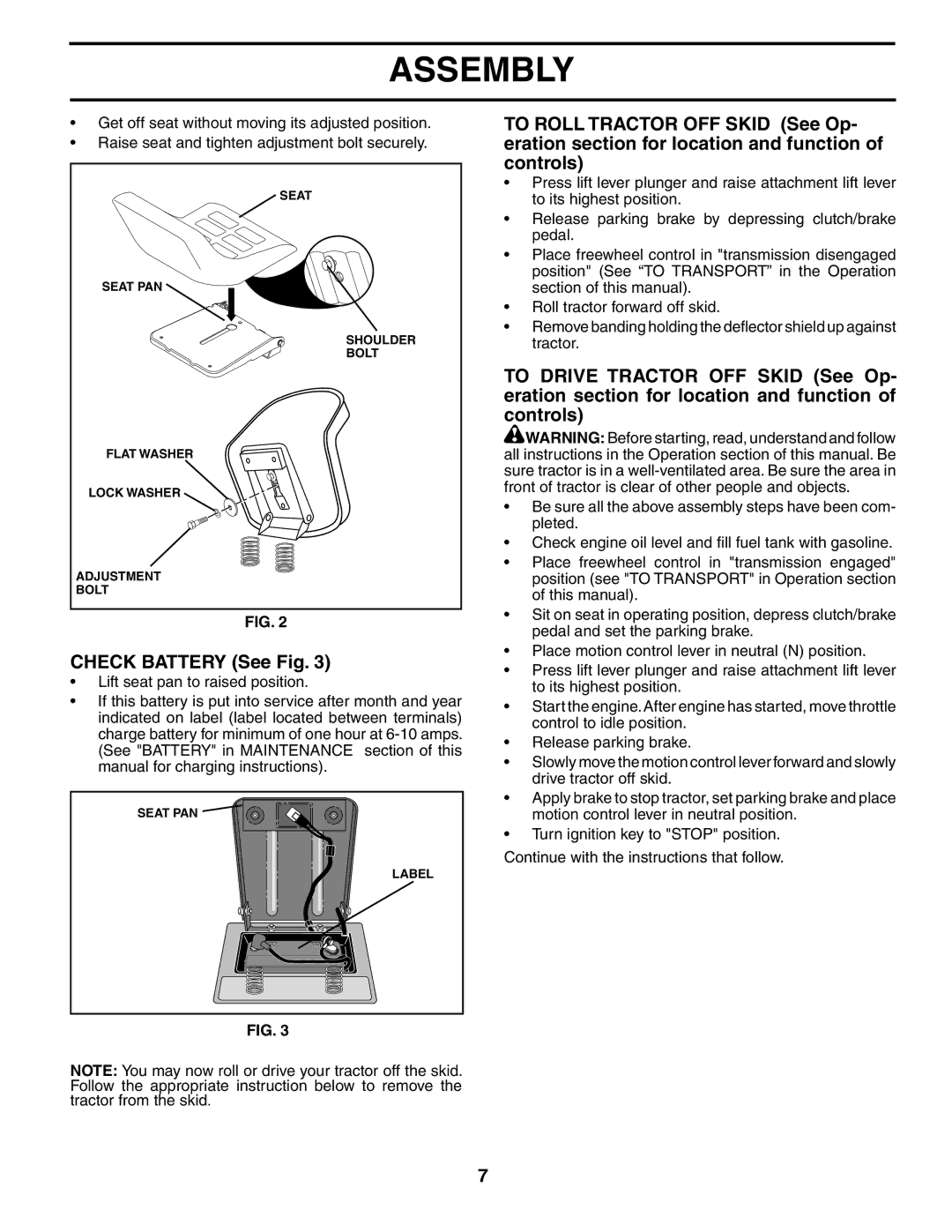 Poulan 184523, 954569561 manual Check Battery See Fig 