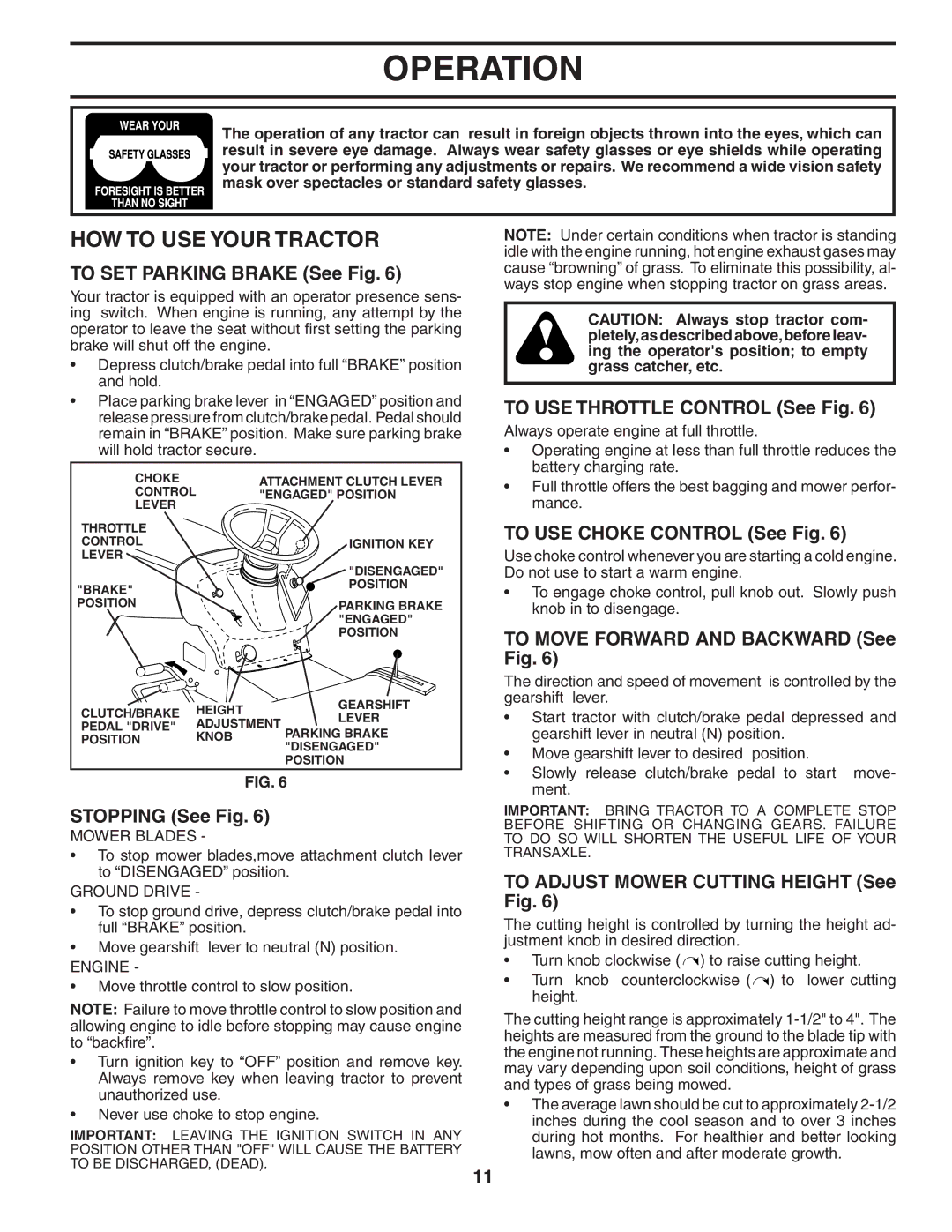 Poulan 185491, 954569707 owner manual HOW to USE Your Tractor 