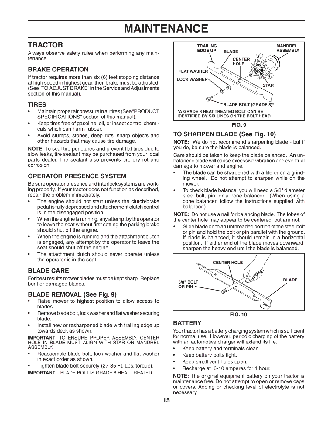 Poulan 186890, 954570772 manual Tractor 