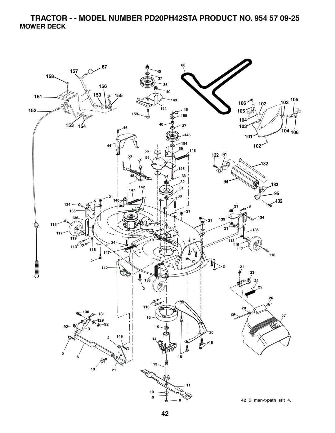 Poulan 954570925, 186996 owner manual Mower Deck 