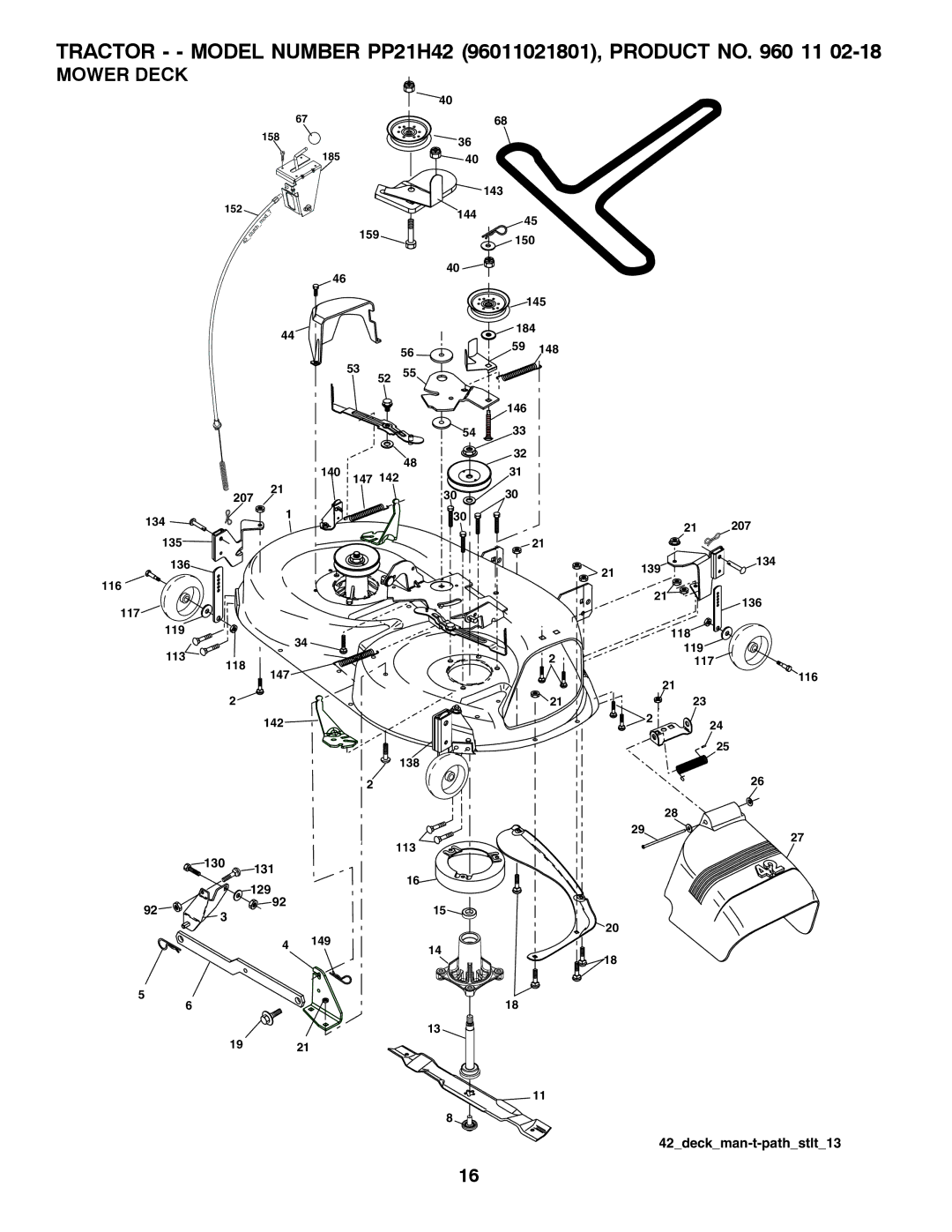 Poulan 960 11 02-18, 96011021801 manual Mower Deck 