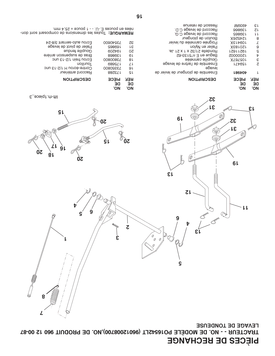 Poulan 96012008700, 960 12 00-87 manual 31piece.rh-lift 