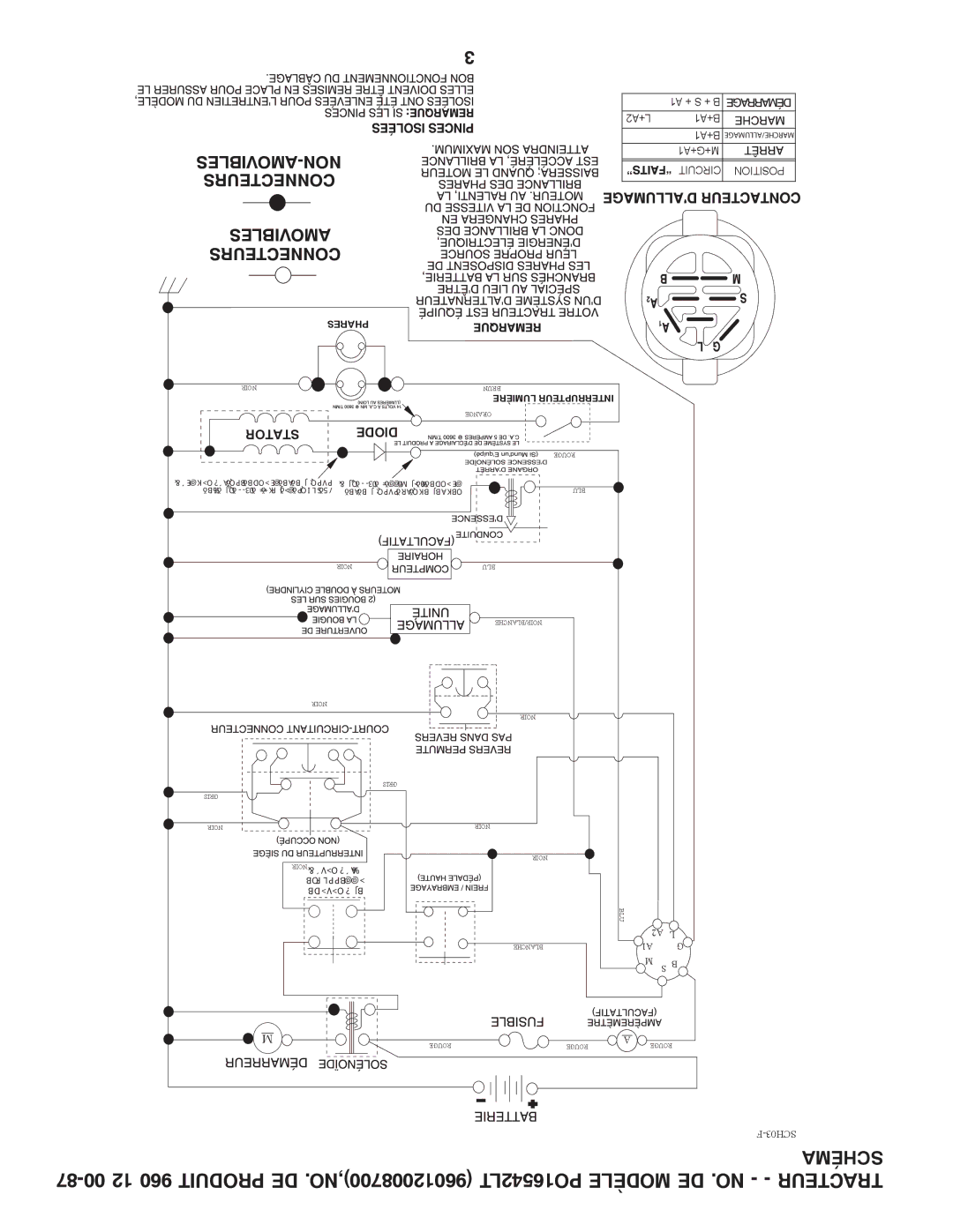Poulan 960 12 00-87, 96012008700 manual AMOVIBLES-NON Connecteurs 