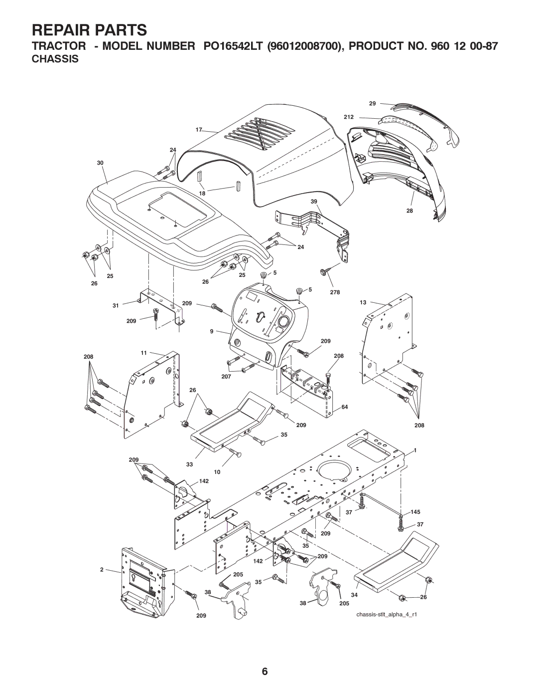 Poulan 960 12 00-87, 96012008700 manual Chassis 