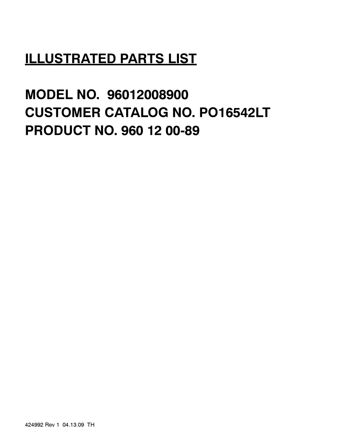 Poulan 96012008900, 960 12 00-89 manual Illustrated Parts List 