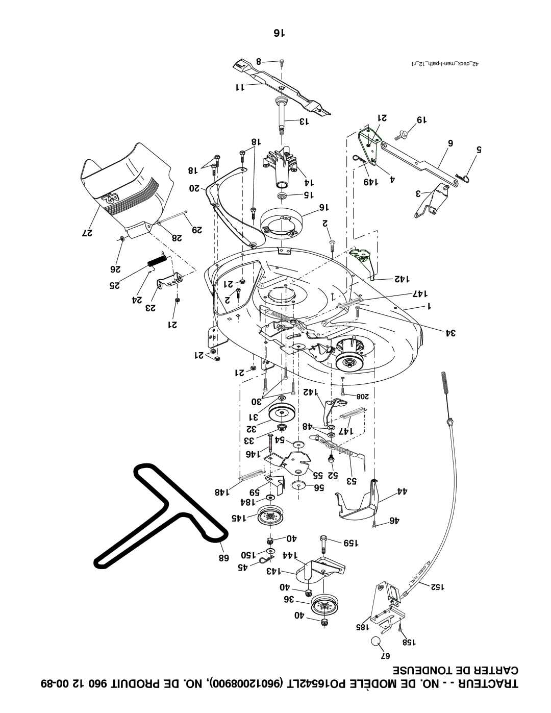 Poulan 96012008900, 960 12 00-89 manual Tondeuse DE Carter 