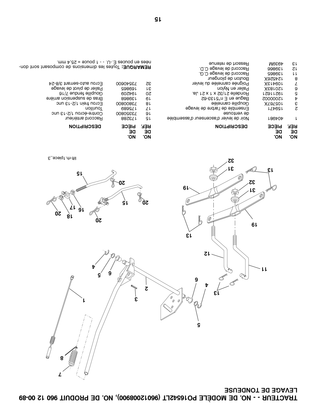 Poulan 960 12 00-89, 96012008900 manual Tondeuse DE Levage 