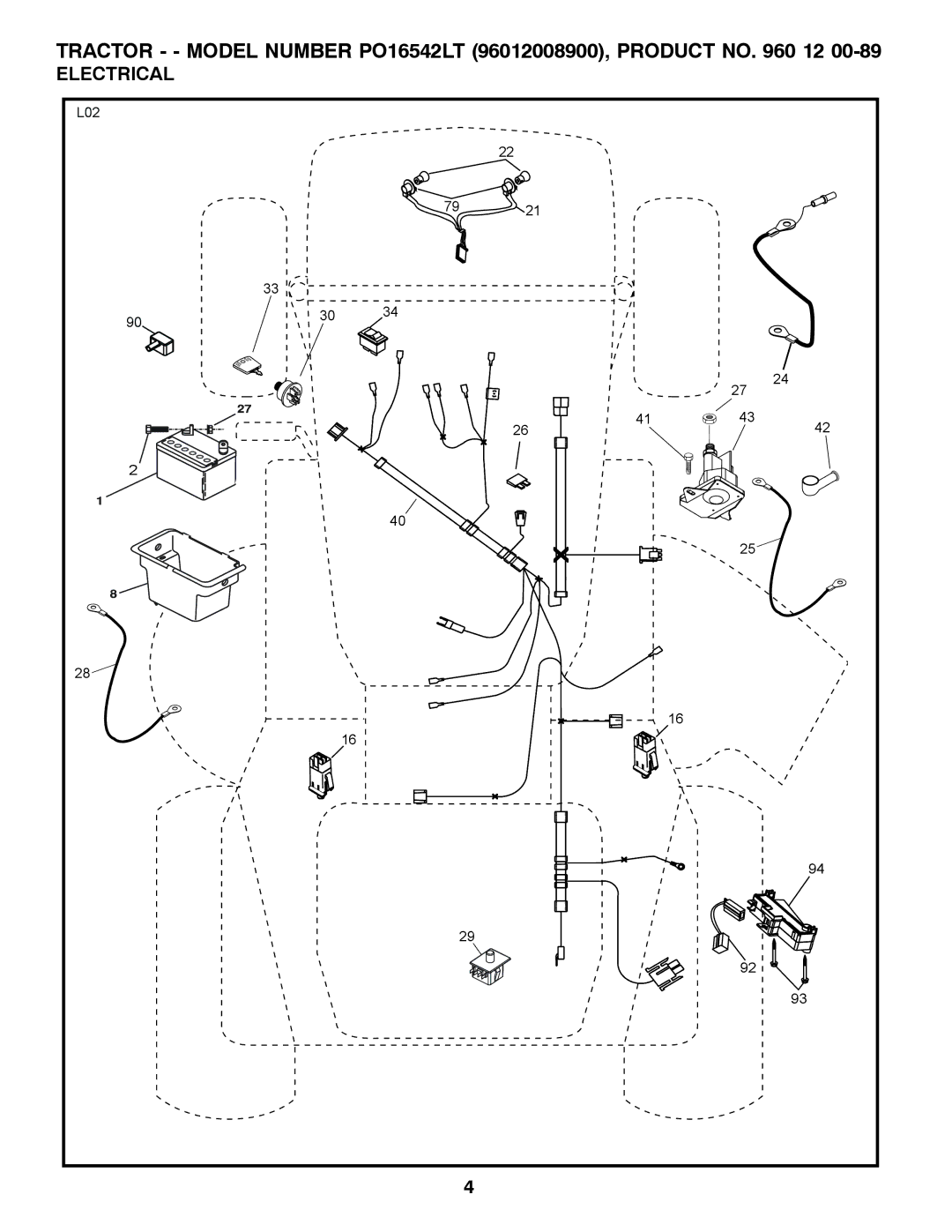 Poulan 960 12 00-89, 96012008900 manual Electrical 