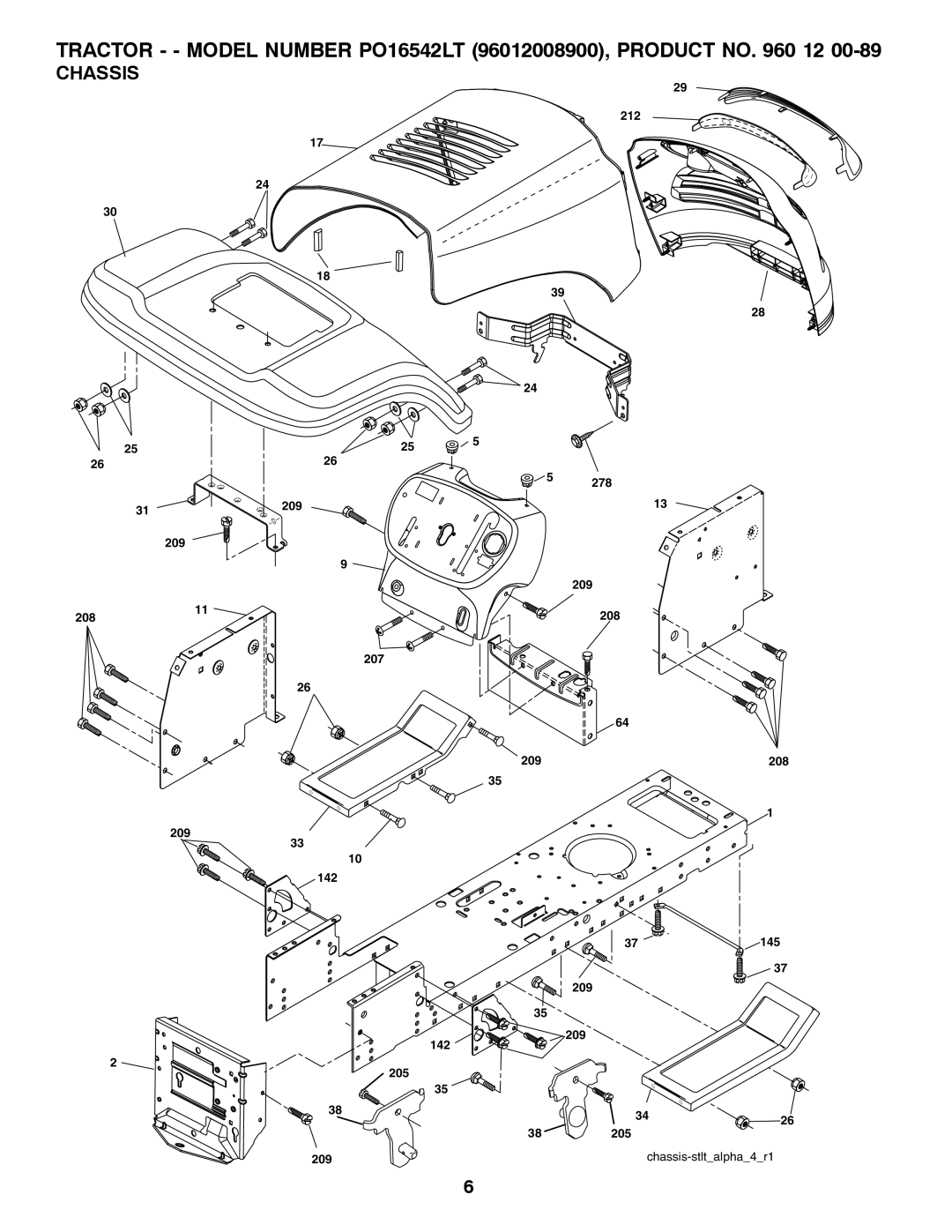 Poulan 960 12 00-89, 96012008900 manual Chassis 