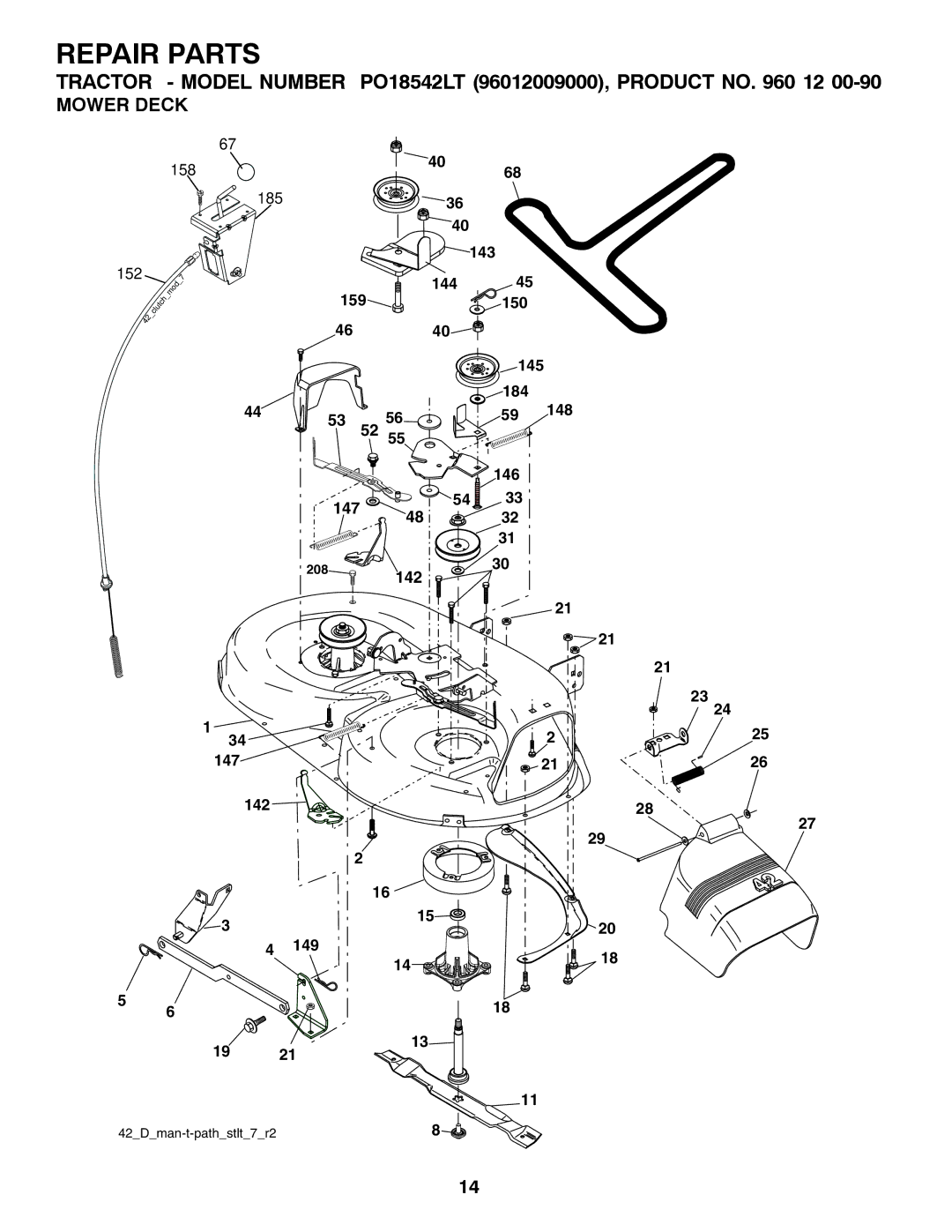 Poulan 960 12 00-90 manual Mower Deck 