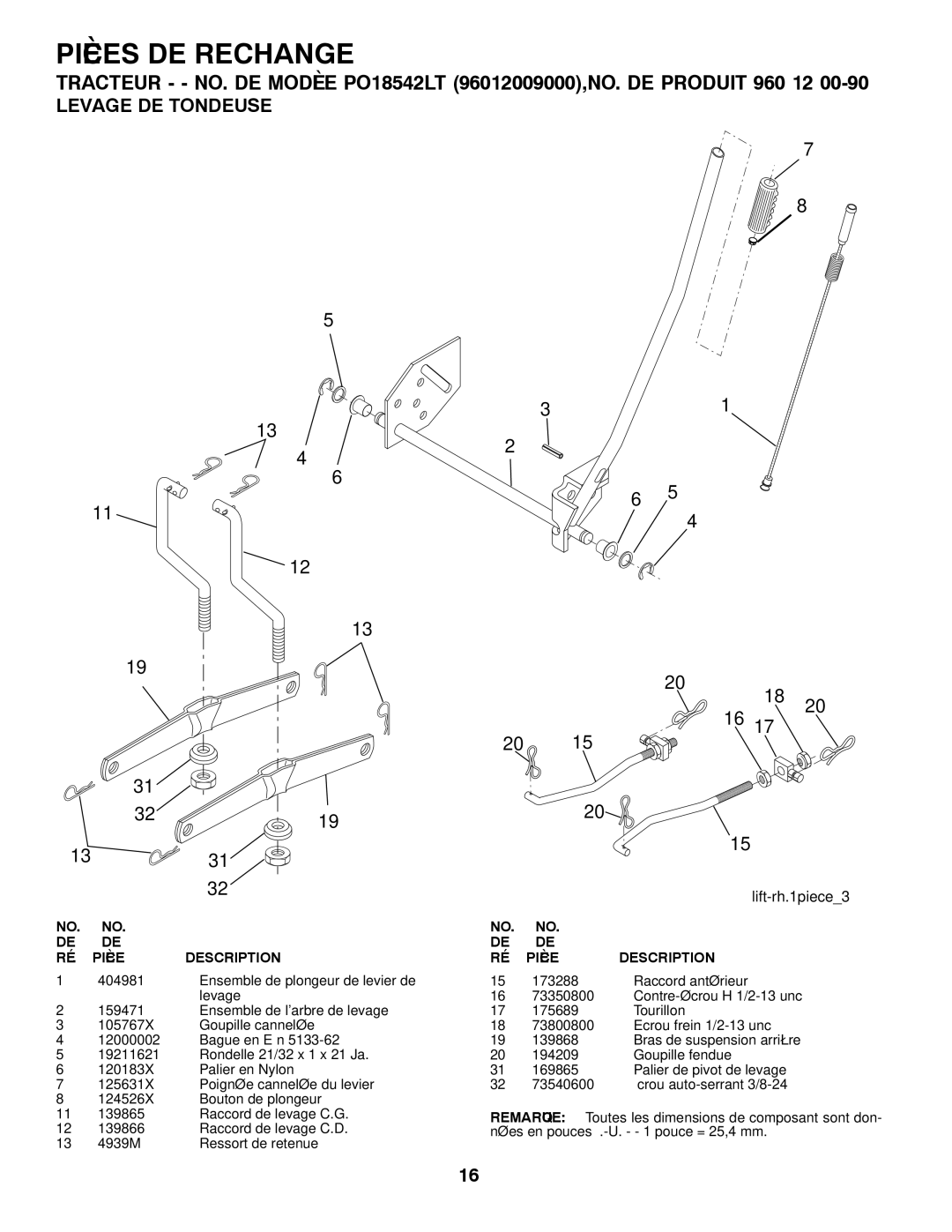 Poulan 960 12 00-90 manual 31piece.rh-lift 