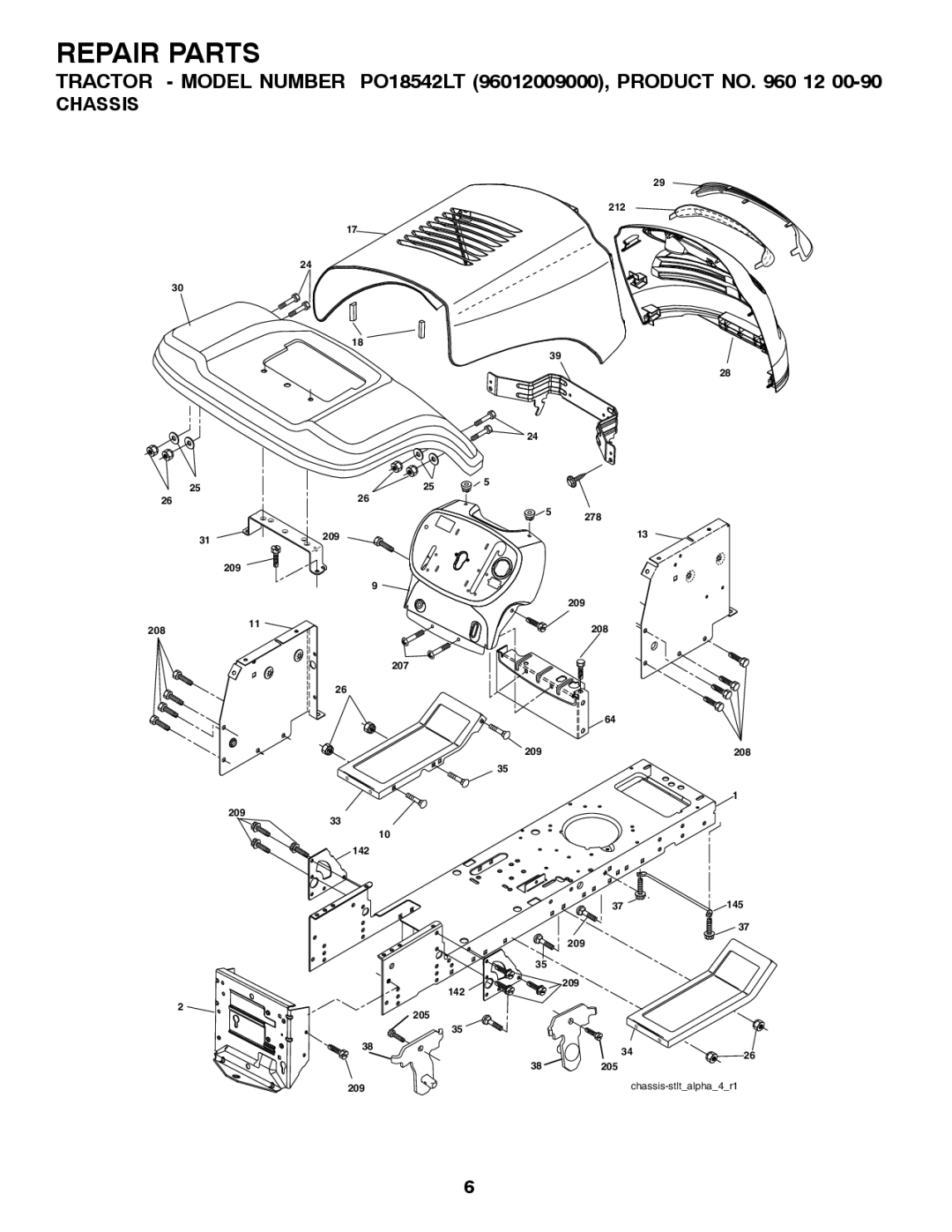 Poulan 960 12 00-90 manual Chassis 