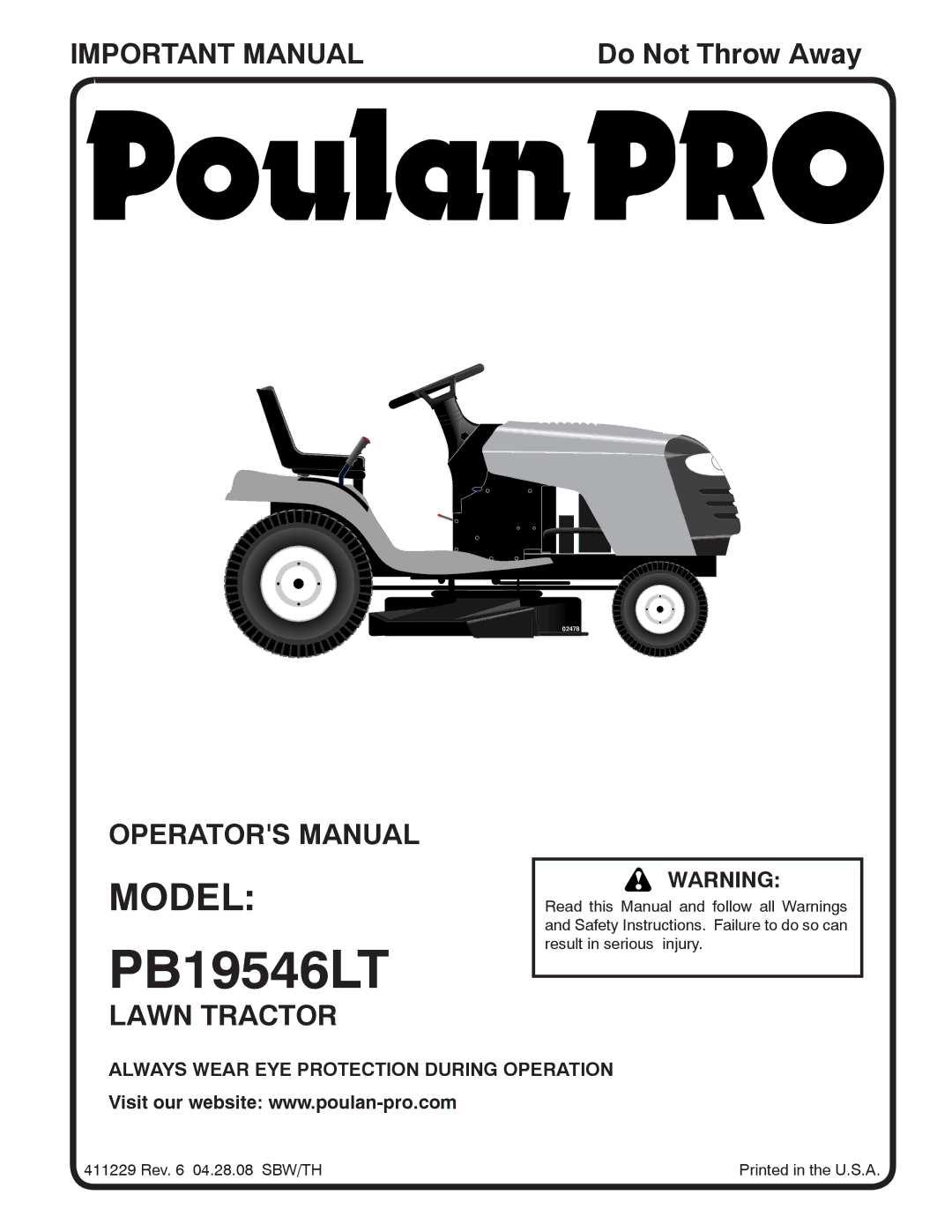 Poulan 96042003500, 960 42 00-35 manual PB19546LT 