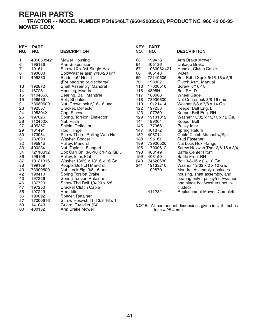 Poulan 96042003500, 960 42 00-35 manual Repair Parts 