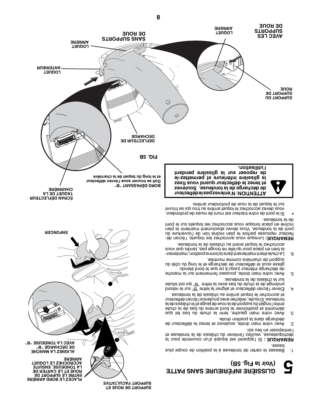 Poulan 960 72 00-13 owner manual 5B .Fig la Voir, Patte Sans Inférieure Glissière 