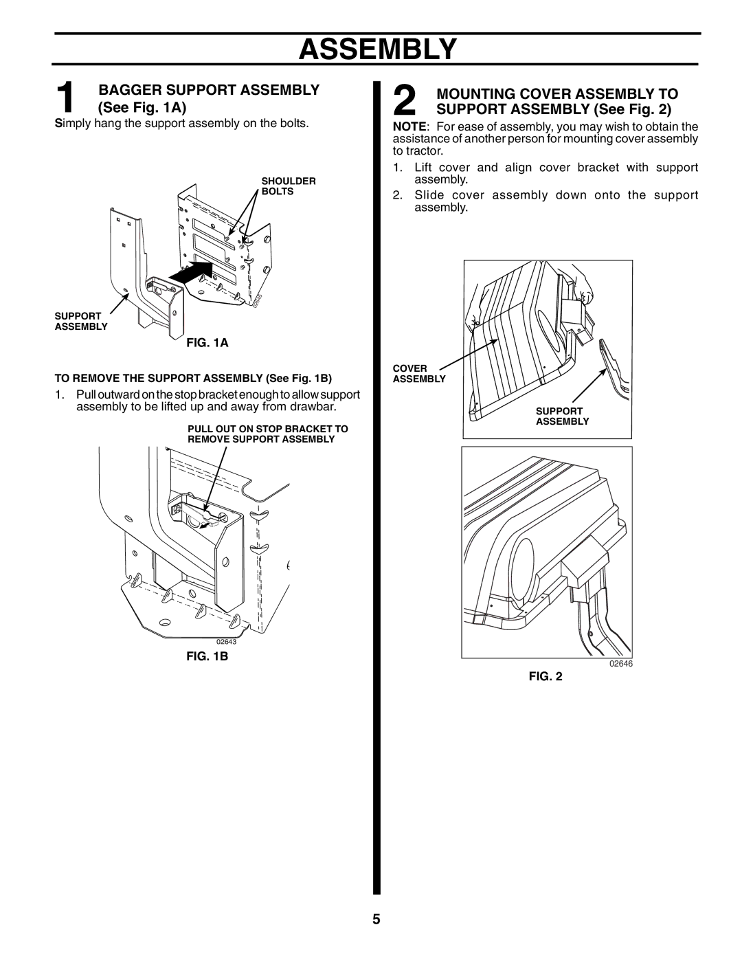 Poulan 960 72 00-13 owner manual See a, Support Assembly See Fig 