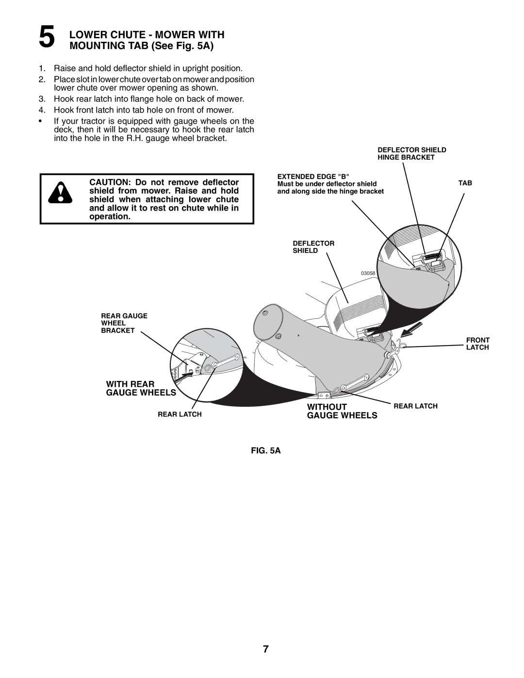 Poulan 960 72 00-13 owner manual Lower Chute Mower with, Mounting TAB See a, With Rear Gauge Wheels, Without 