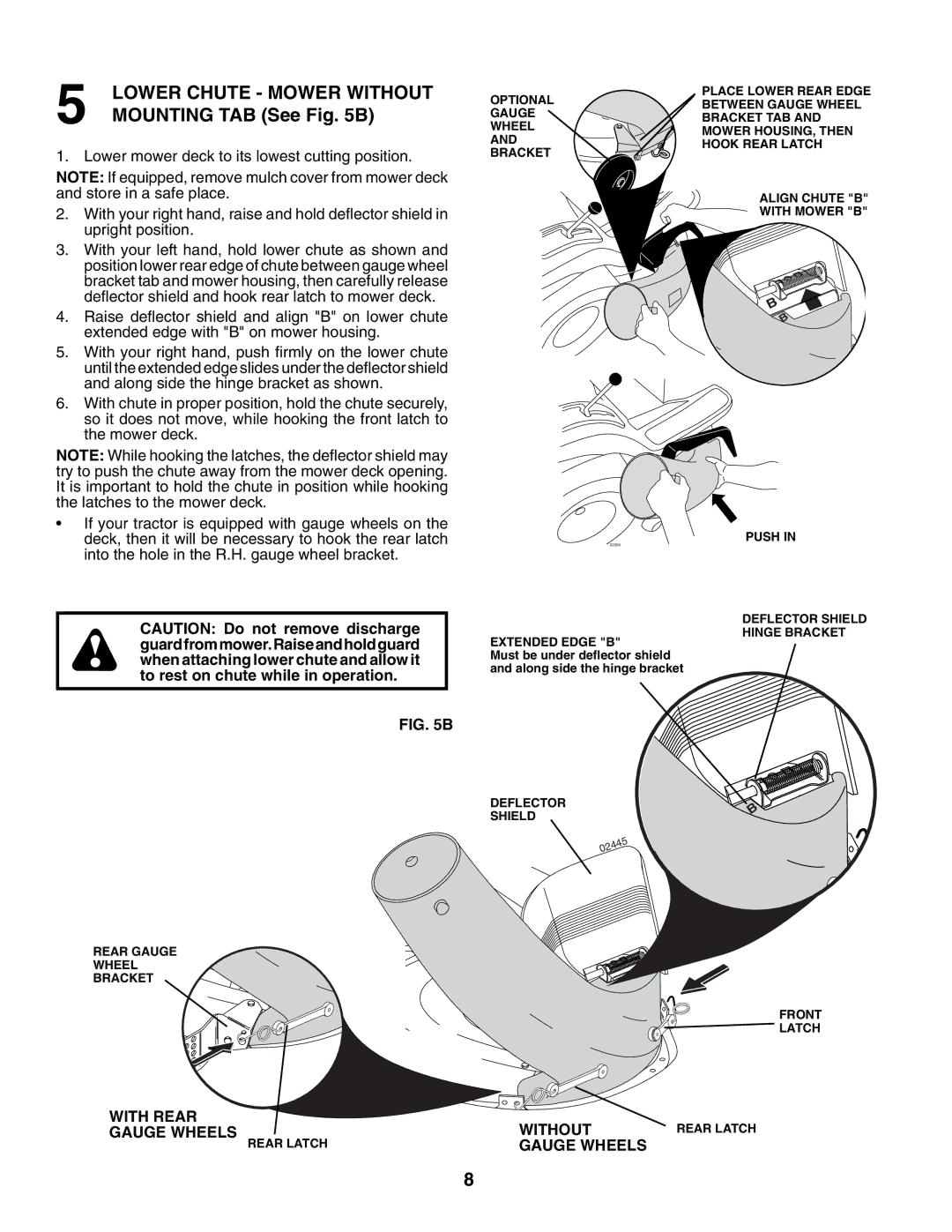 Poulan 960 72 00-13 owner manual Mounting TAB See B, With Rear Without, Optional Gauge Wheel Bracket 