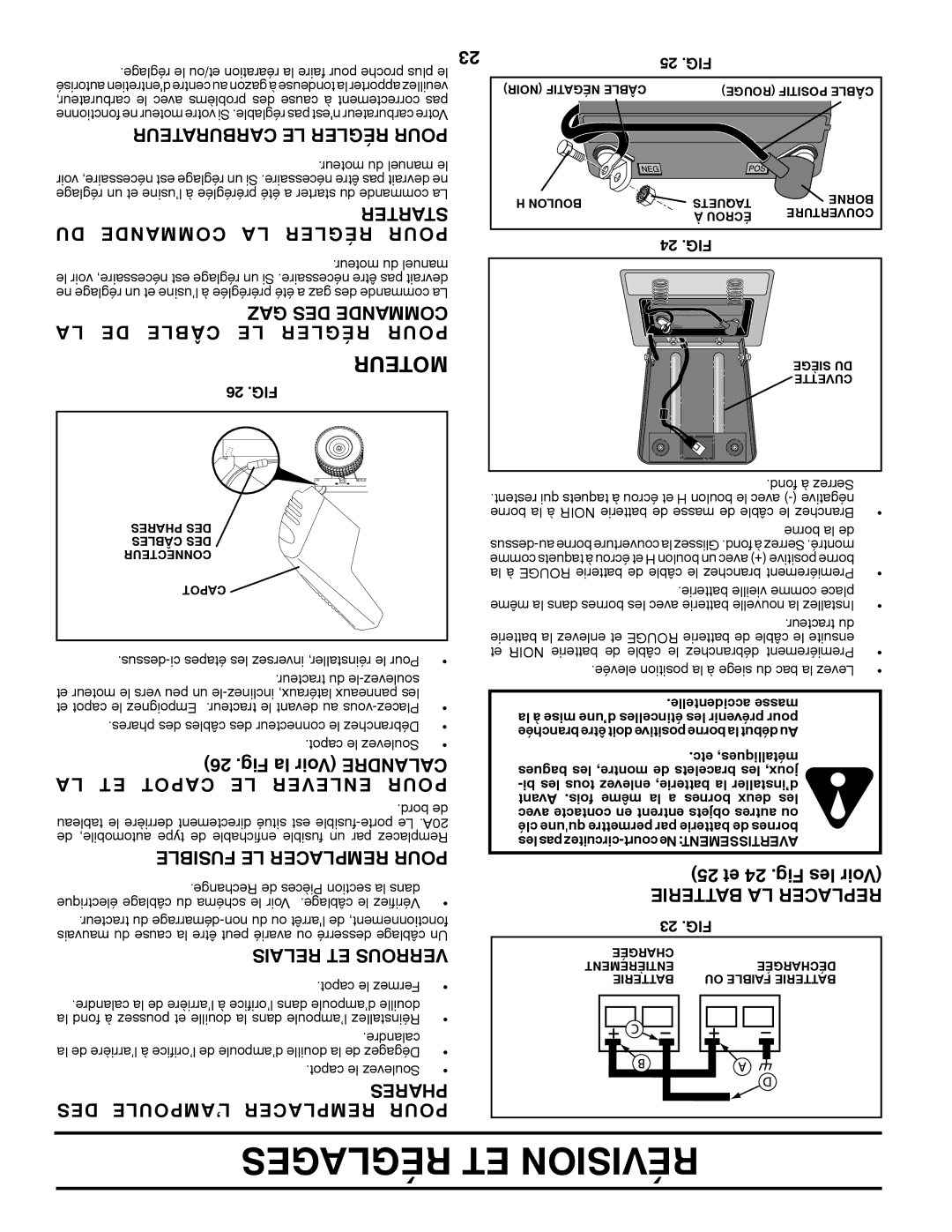 Poulan 960120068 manual Réglages ET Révision 