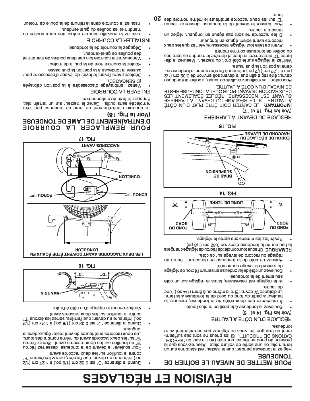 Poulan 960120068 manual Fig la Voir, Courroie, Acer Rempl, De Boîtier Le Niveau De Mettre Pour, Sedeuton 