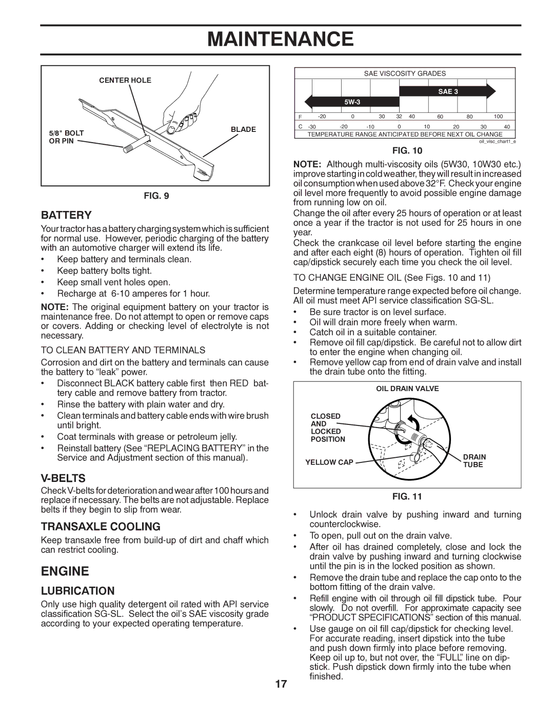 Poulan 414754, 96012006802 manual Engine, Battery, Belts, Transaxle Cooling, Lubrication 