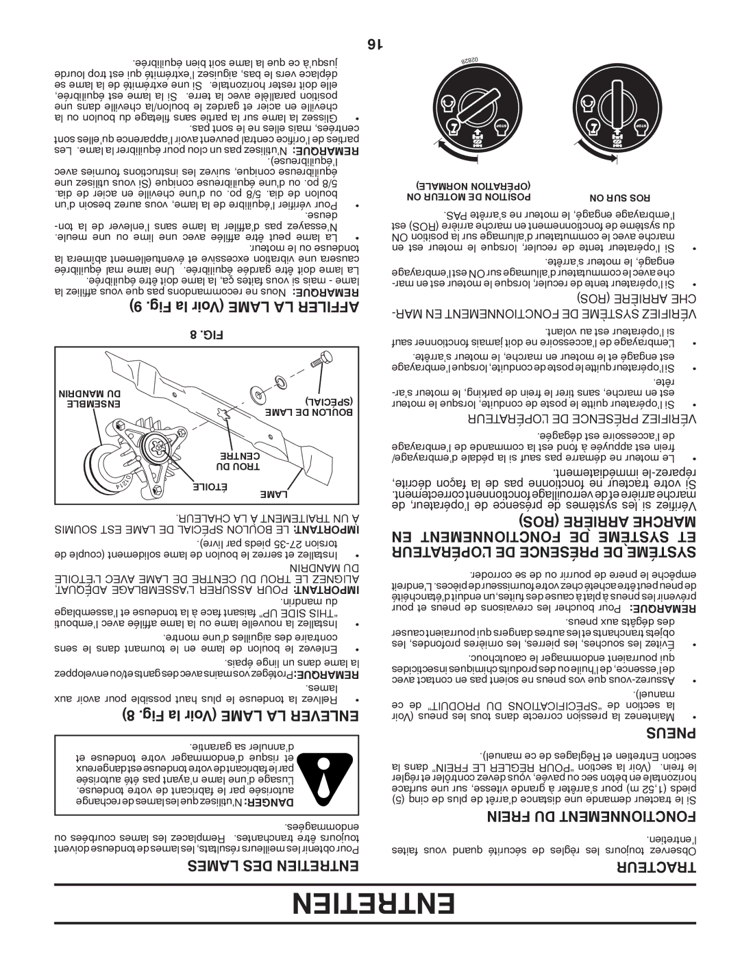 Poulan 414754, 96012006802 manual Fig la Voir Lame LA Affiler, Fig la Voir Lame LA Enlever, EN Fonctionnement DE Système ET 