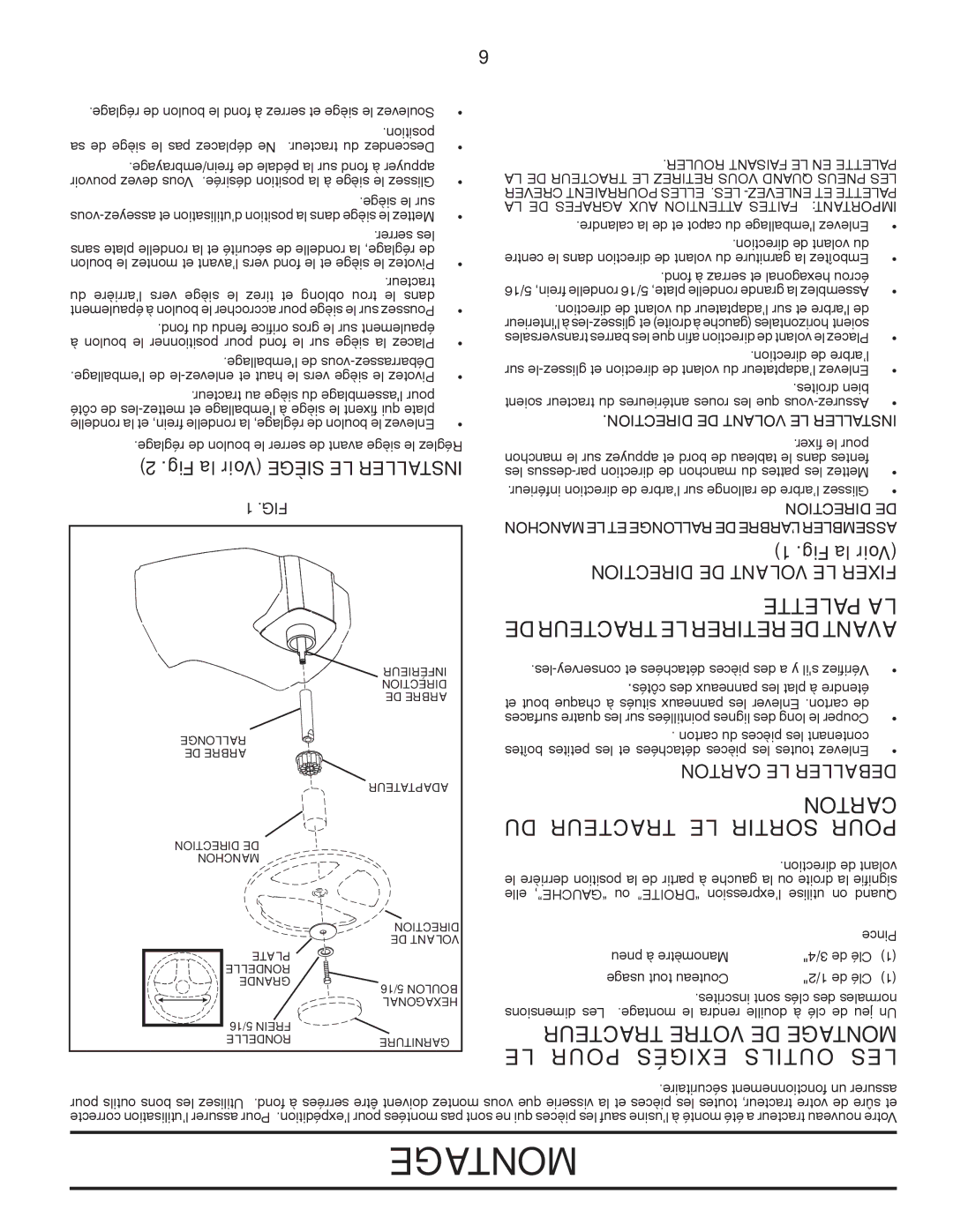 Poulan 96012006904 DU Tracteur LE Sortir Pour, LE Pour Exigés Outils LES, Palette LA, Toncar, Tracteur Votre DE Getamon 