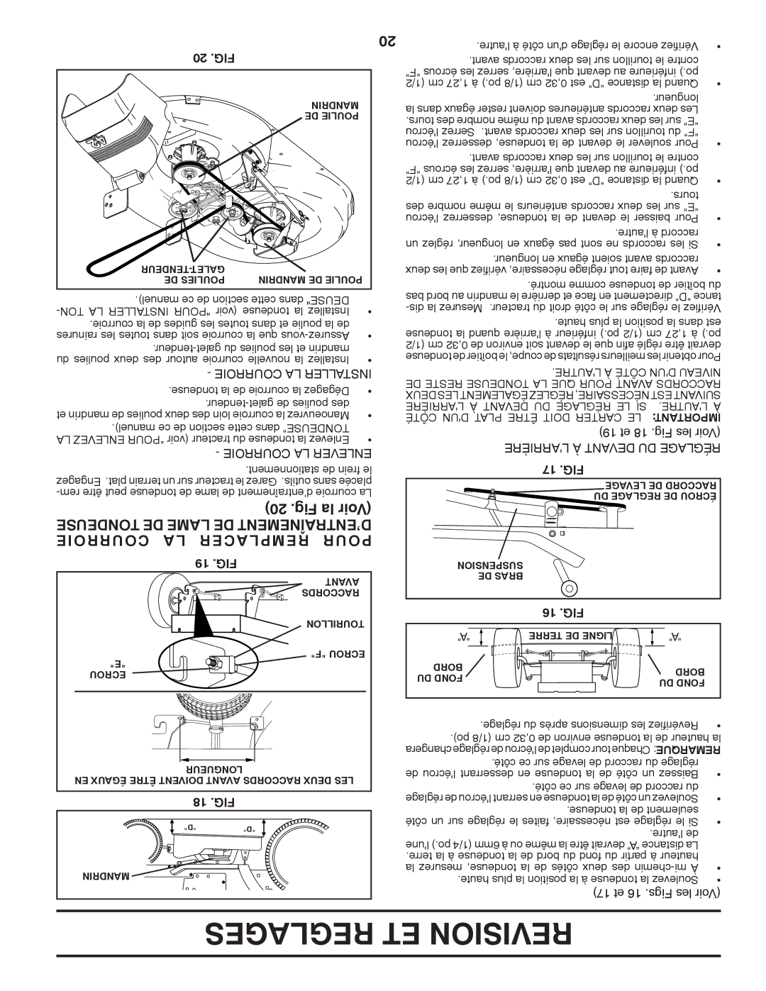 Poulan 417183, 96012007900 manual Courroie Acer Rempl Pour, Tondeuse DE Lame DE MENTNETRAÎD’EN 