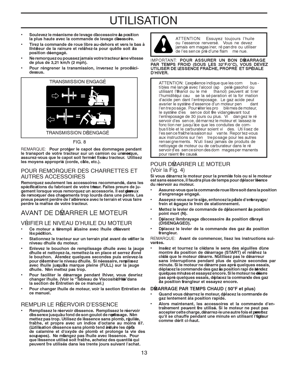 Poulan 96012007900, 417183 manual Moteur LE Démarrer DE Avant 