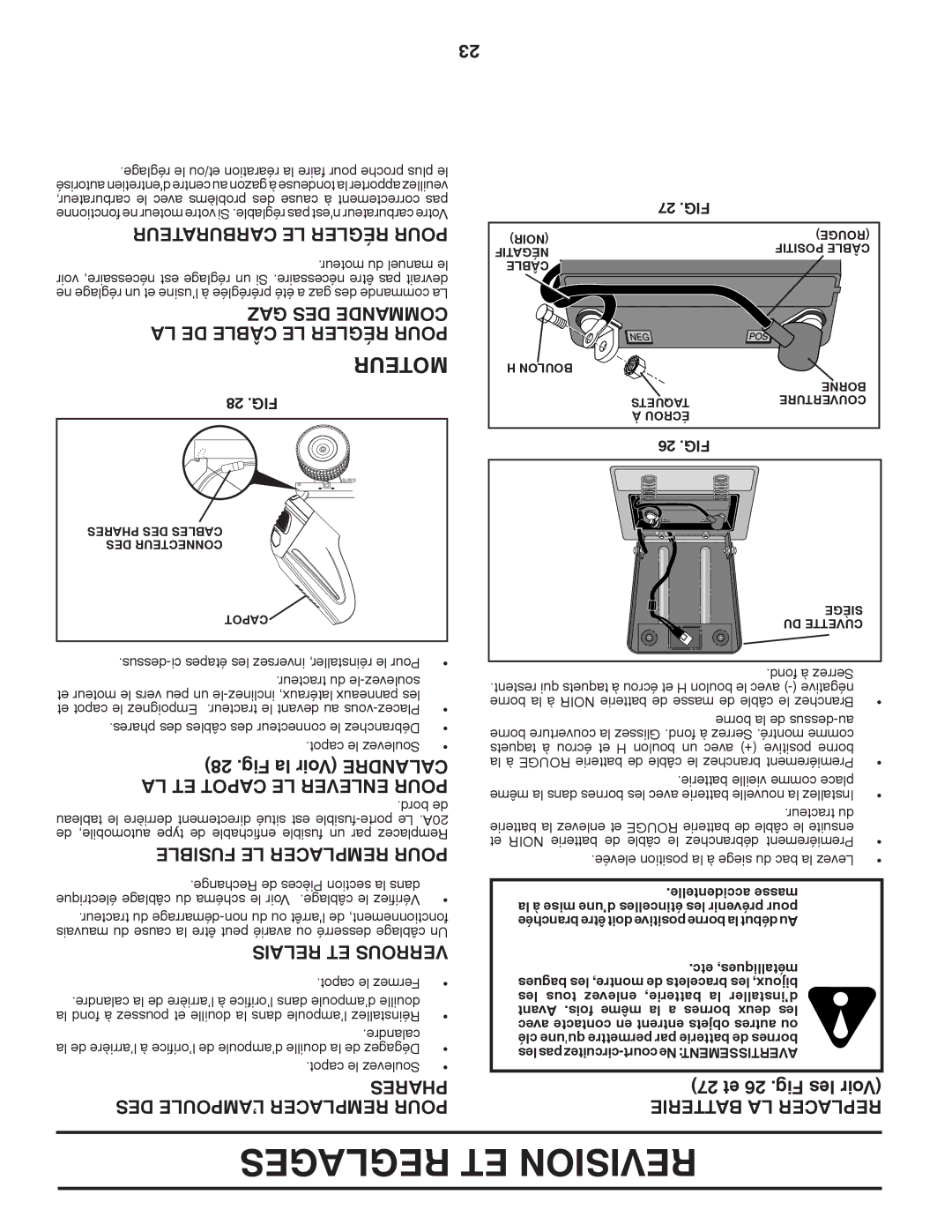 Poulan 96012008100, 417905 manual Reglages ET Revision, Moteur 