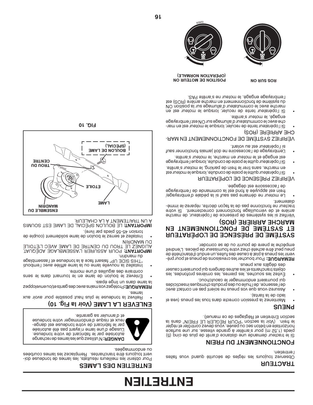 Poulan 417905, 96012008100 manual Fig la Voir Lame LA Enlever, EN Fonctionnement DE Système ET 