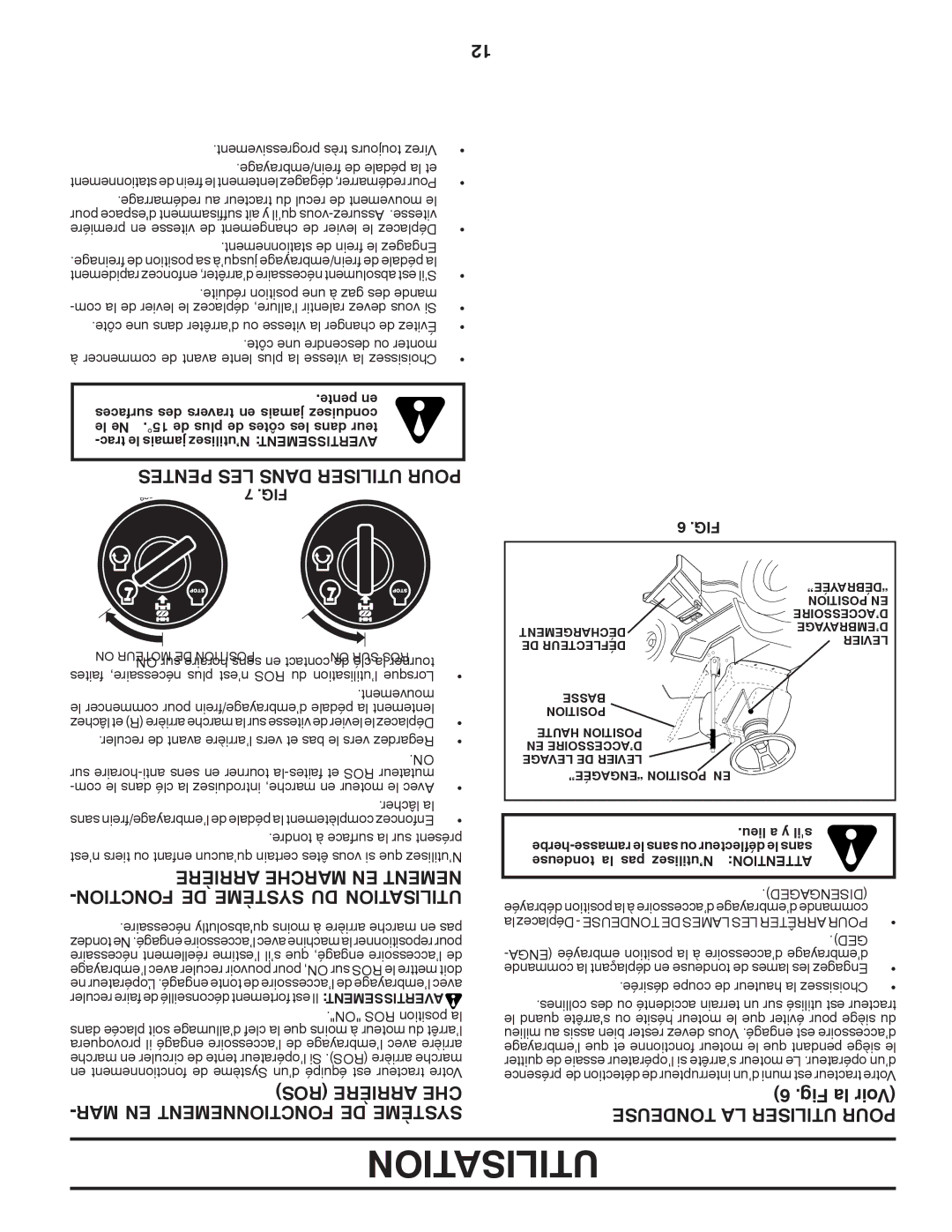 Poulan 417905 manual Pentes LES Dans Utiliser Pour, Fonction DE Système DU Utilisation, MAR EN Fonctionnement DE Système 