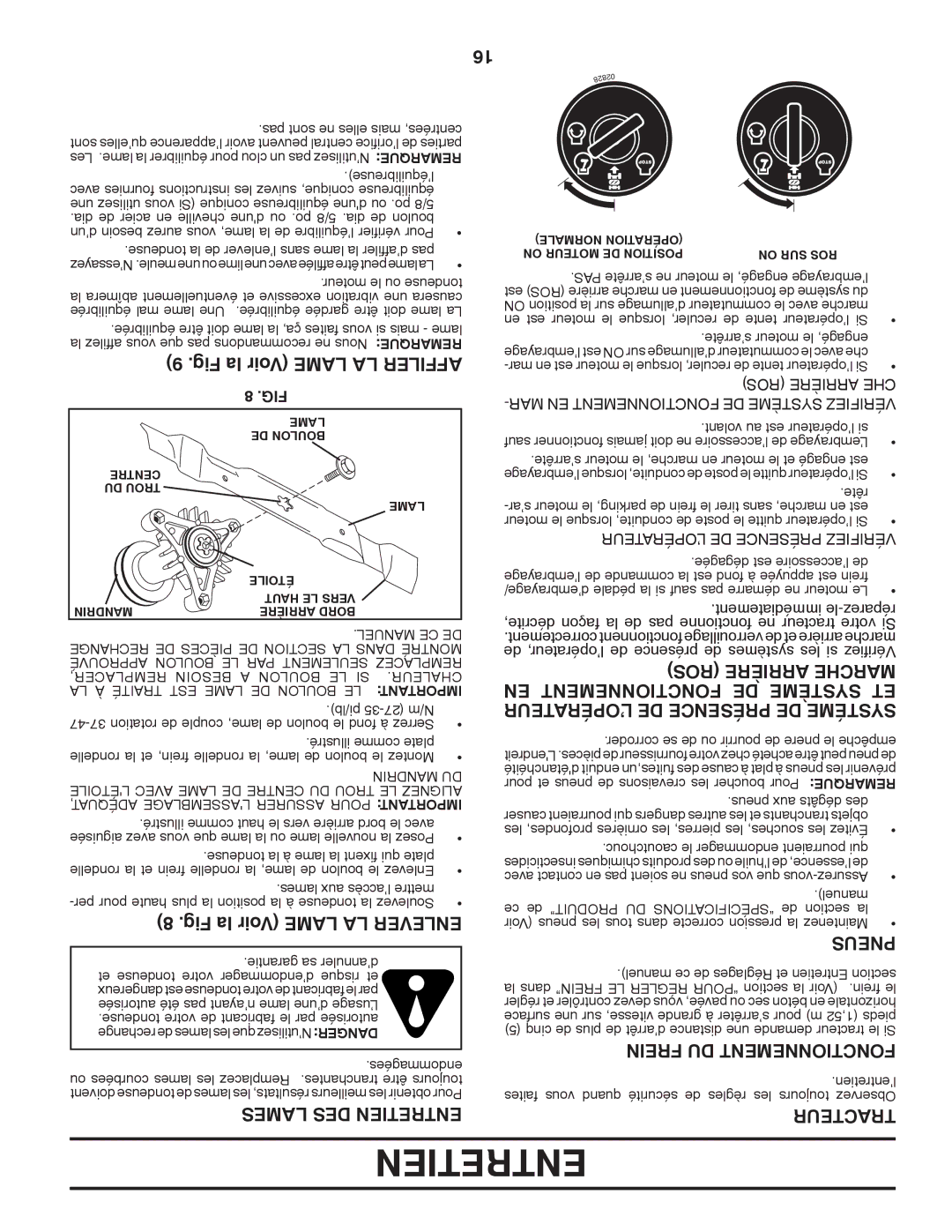 Poulan 418745, 96012008300 manual Fig la Voir Lame LA Affiler, Fig la Voir Lame LA Enlever, EN Fonctionnement DE Système ET 