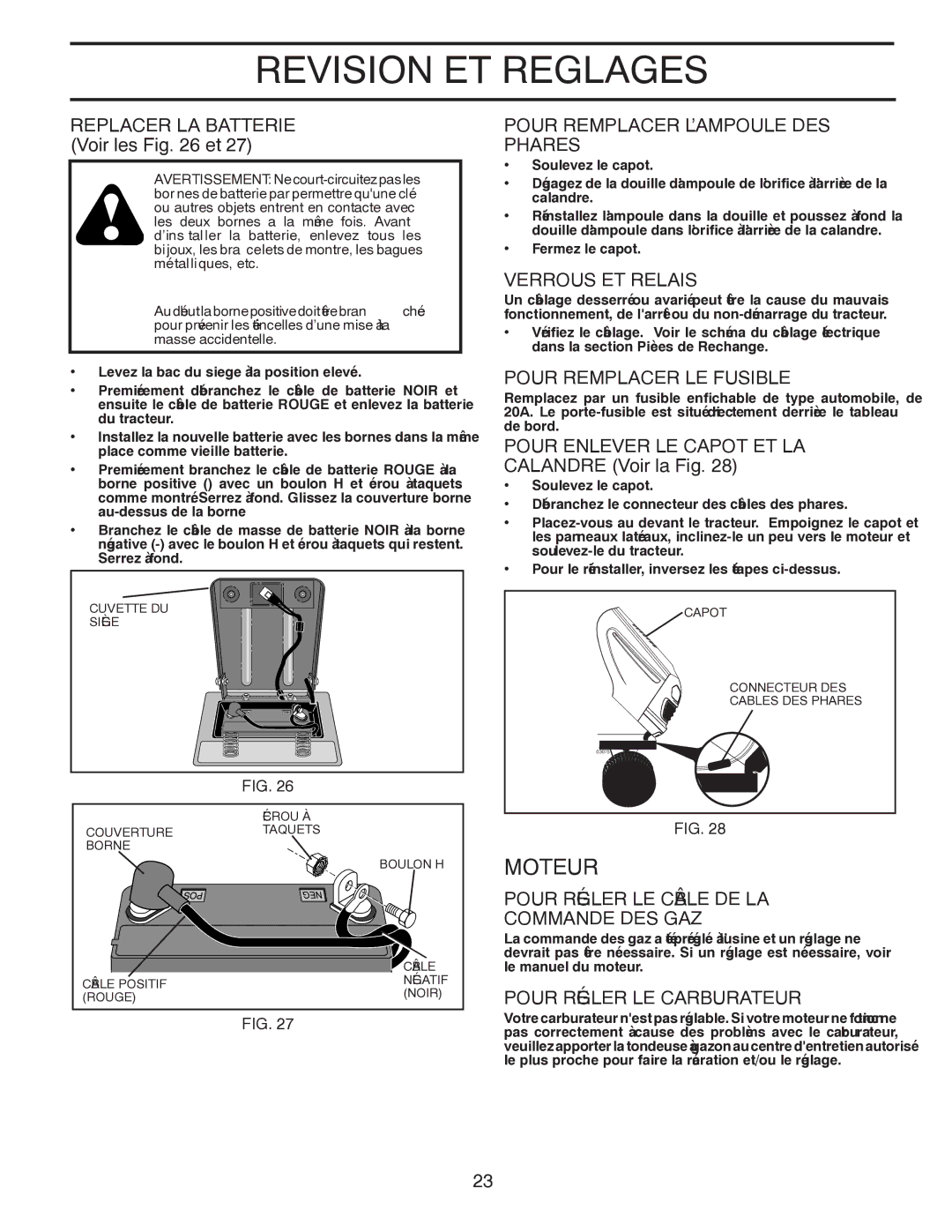 Poulan 96012008400, 418757 manual Reglages ET Revision, Moteur 