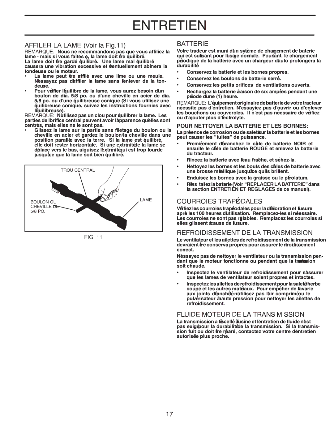 Poulan 96012008400 manual Sionmistrans LA DE Moteur Fluide, Transmission LA DE Refroidissement, Fig la Voir Lame LA Affiler 