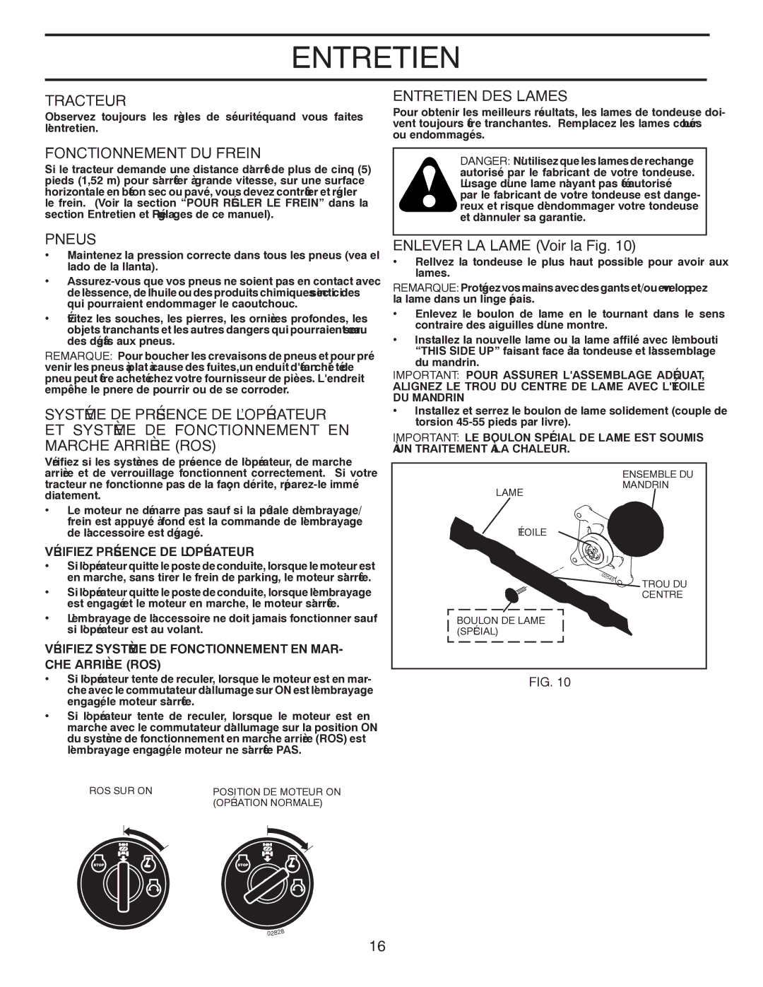 Poulan 418757, 96012008400 manual Fig la Voir Lame LA Enlever, EN Fonctionnement DE Système ET 