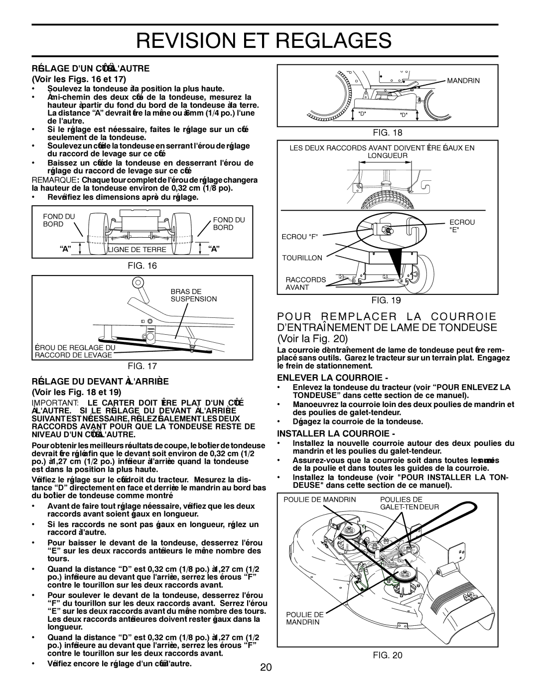 Poulan 418791, 96012008500 manual Courroie Acer Rempl Pour, Tondeuse DE Lame DE MENTNETRAÎD’EN 