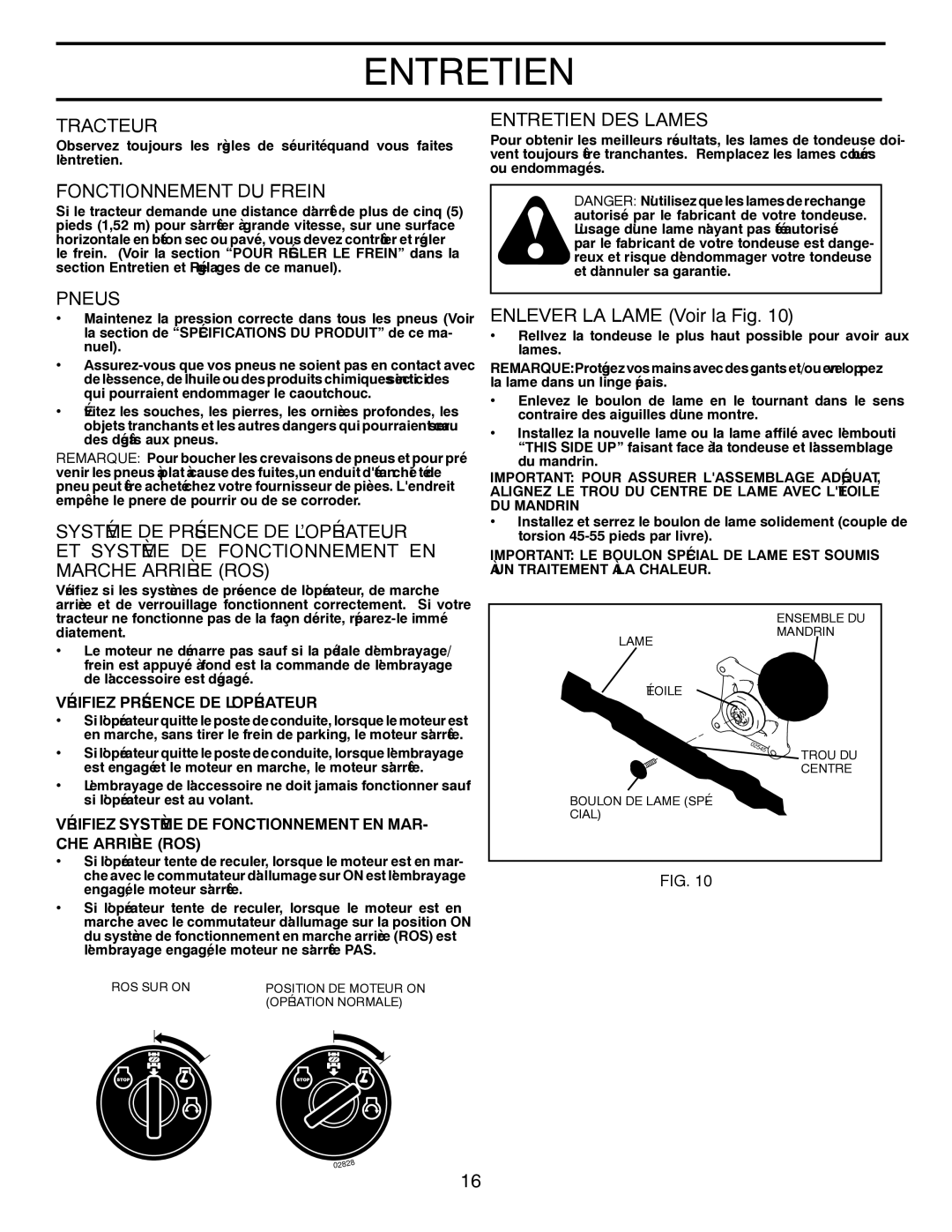 Poulan 418791, 96012008500 manual Fig la Voir Lame LA Enlever, EN Fonctionnement DE Système ET 