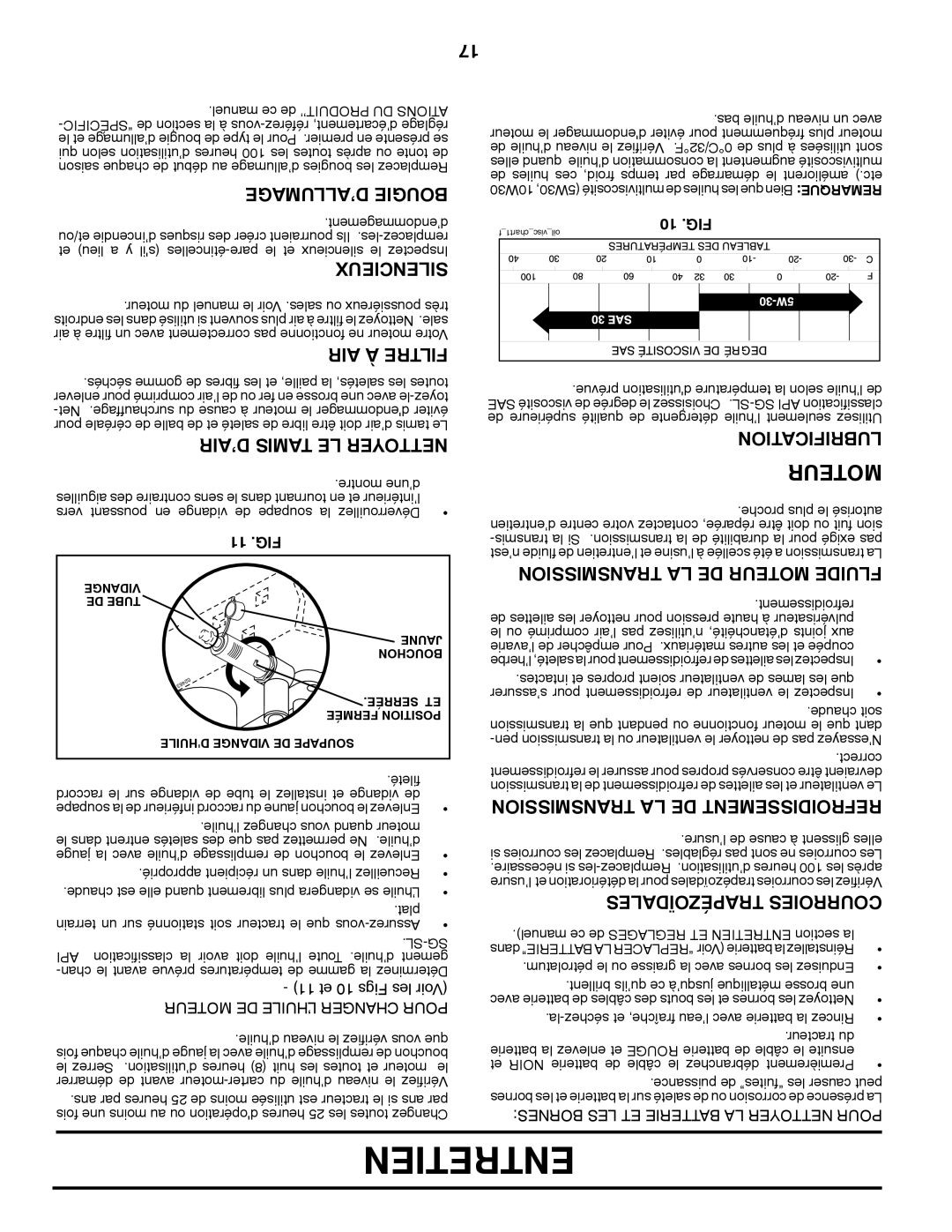 Poulan 96012008600 manual ’ALLUMAGE Bougie, AIR À Filtre, ’AIR Tamis LE Nettoyer, Sionmistrans LA DE Moteur Fluide 