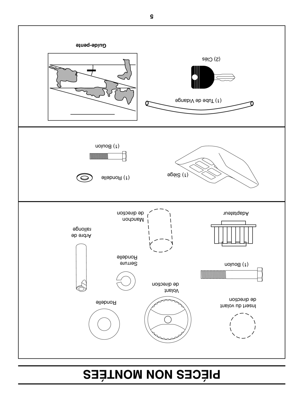 Poulan 96012008600 manual Montées NON Piéces, Pente-Guide 