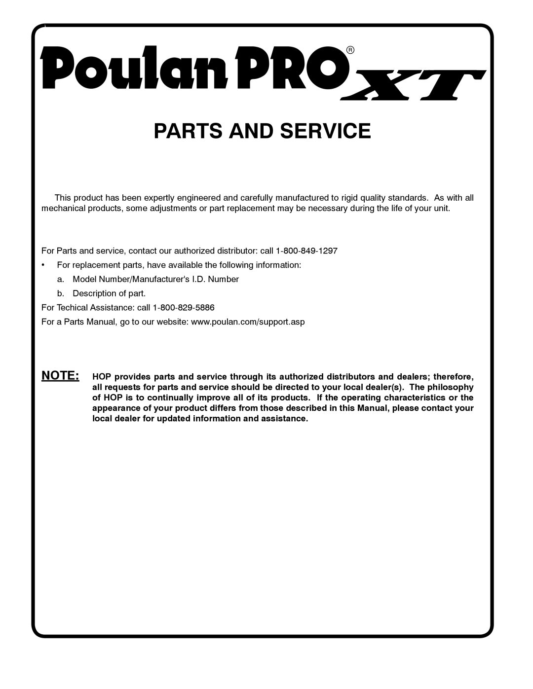 Poulan 96012010900, 433507 manual Parts and Service 