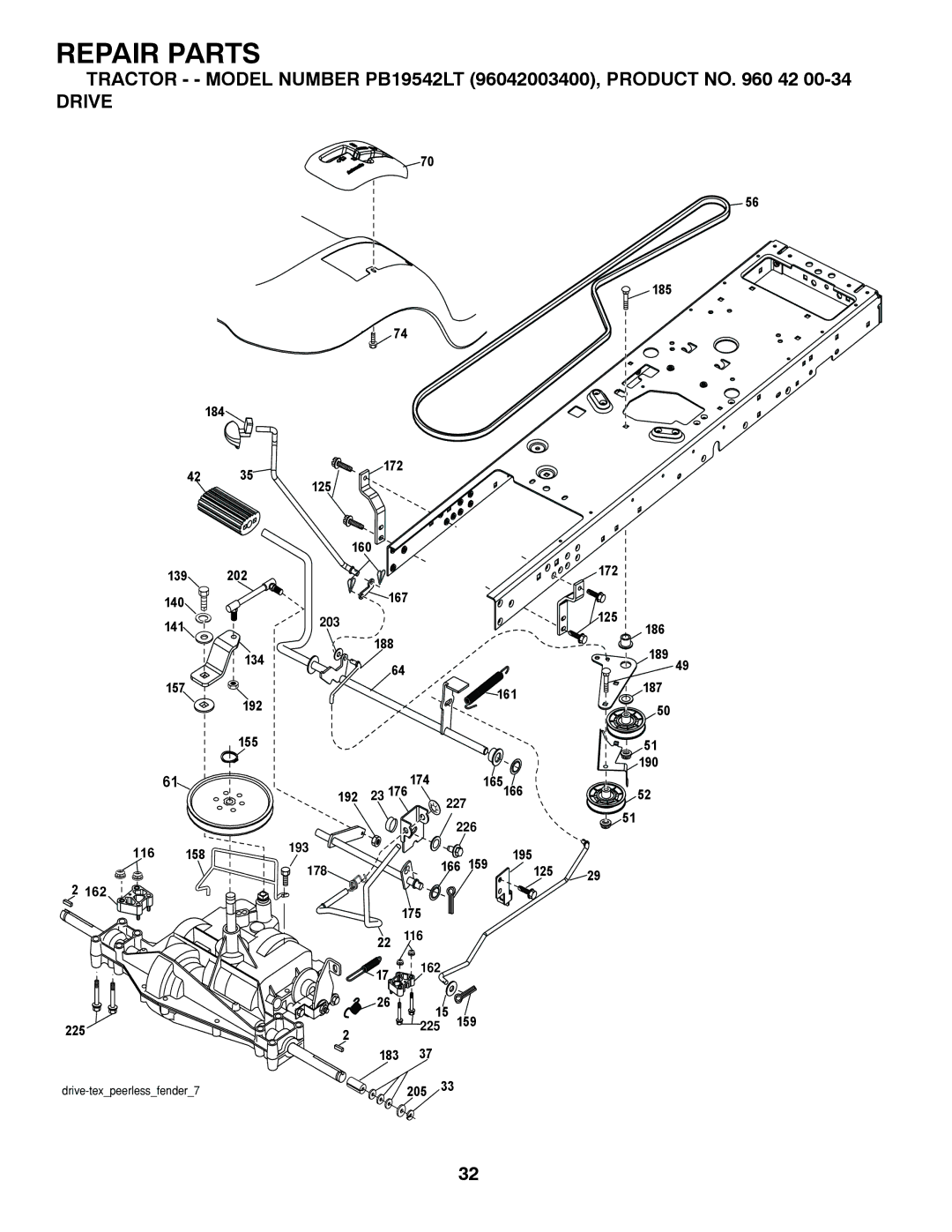 Poulan 96042002400 owner manual Drive, 162 